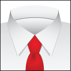 White shirt with classic collar. Vector illustration.