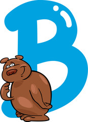 cartoon illustration of B letter for bear