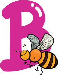cartoon illustration of B letter for bee