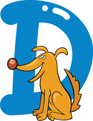 cartoon illustration of D letter for dog