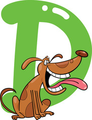 cartoon illustration of D letter for dog