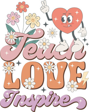 Teacher Retro Flower Sublimation Bundle