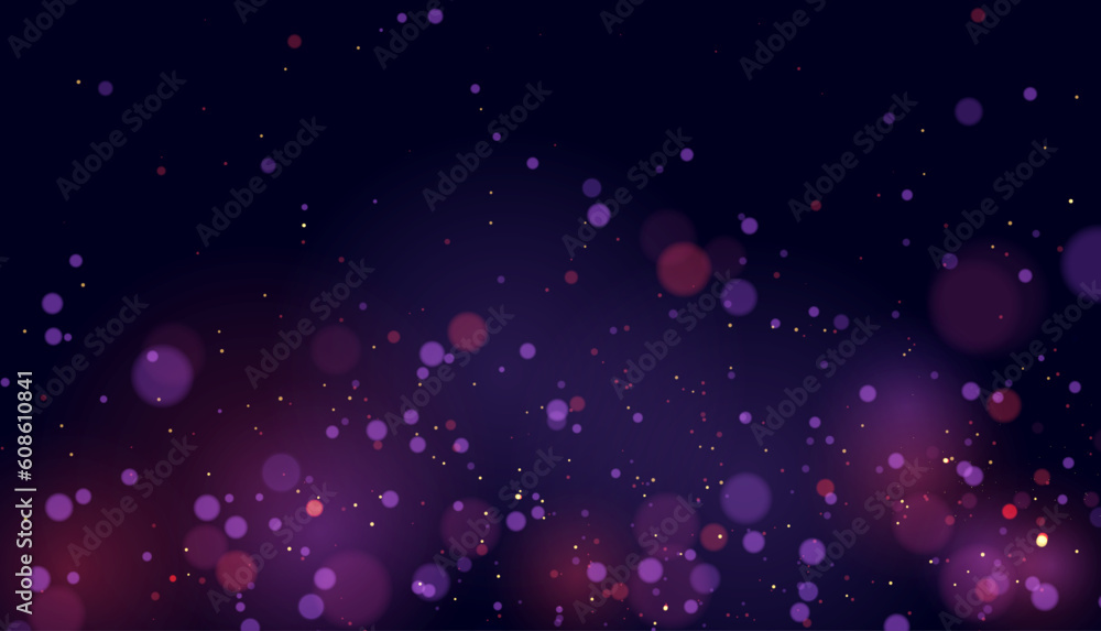 Wall mural light effect purple bokeh shade. texture of highlights and sparkling particles. magic effect concept