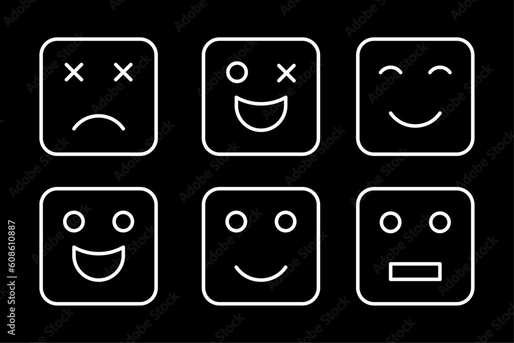 Aufkleber set of square face expression emoticon