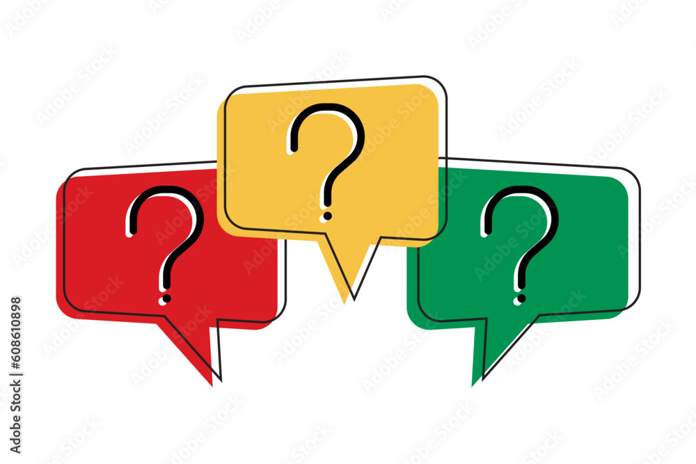 Poster question mark in colorful bubble text