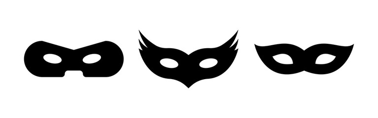 Set of black mask symbol isolated