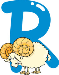 cartoon illustration of R letter for ram