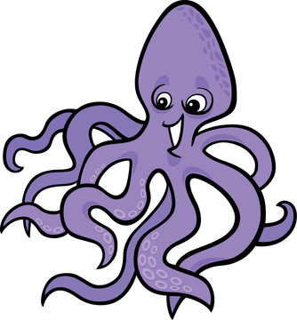 cartoon illustration of octopus isolated on white
