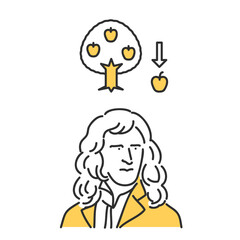 ニュートンと万有引力のイメージイラスト素材