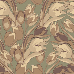 Original seamless wallpaper with Tulips flowers
