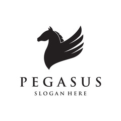 Simple winged horse or pegasus Logo template design with creative idea.