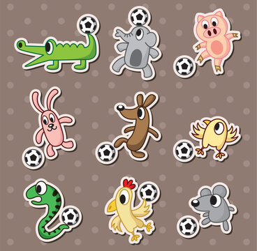 animal football stickers/soccer ball stickers