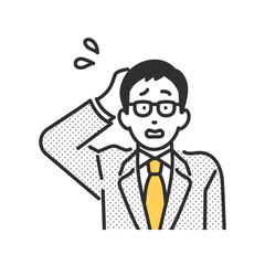 焦って困っている表情のビジネスパーソンの男性のイメージイラスト素材