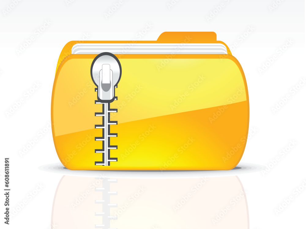 Poster abstract glossy floder icon with lock vector illustration
