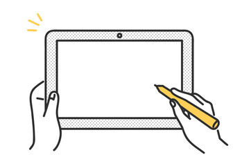 タブレット端末を操作するイメージイラスト素材 © emma
