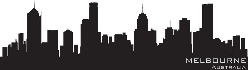 Naklejka premium Melbourne, Australia skyline. Detailed vector silhouette