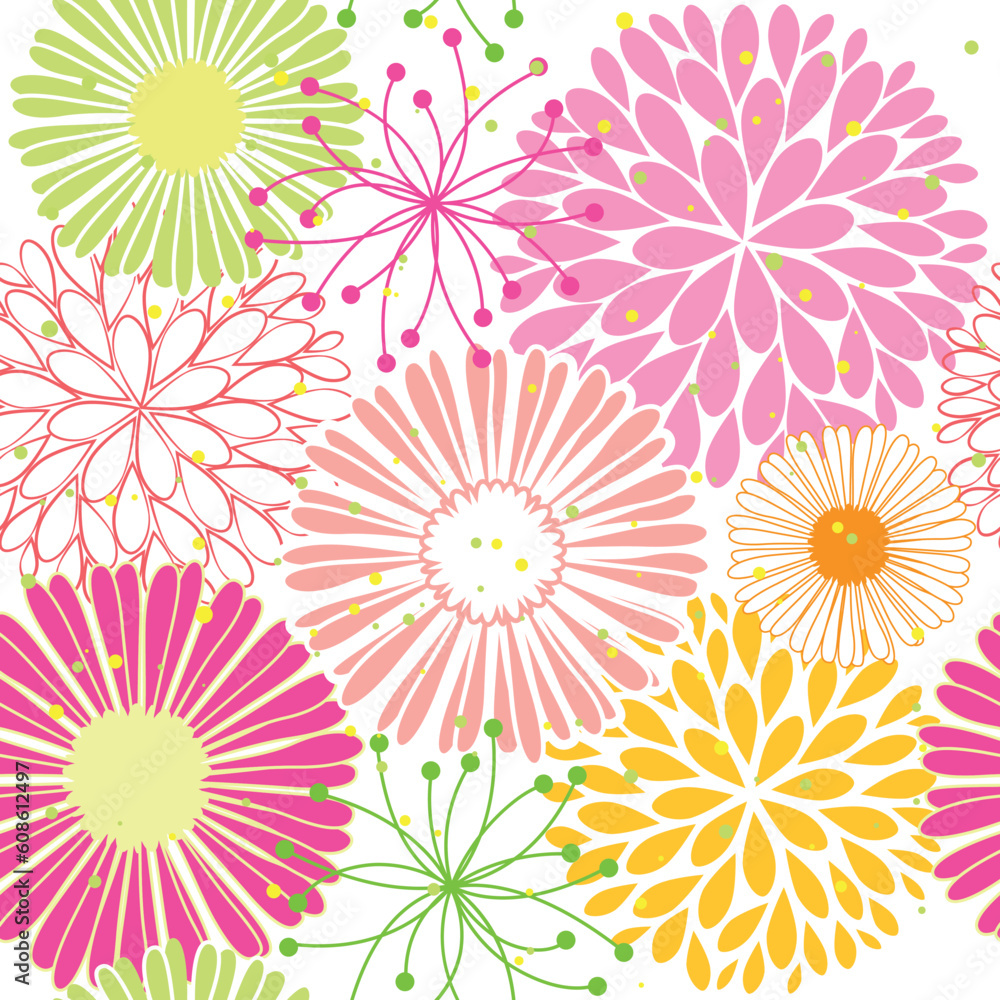 Poster abstract springtime colorful flower seamless pattern background