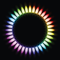 Color Gas Flame. Illustration on black background