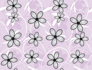 Fototapeta premium Vector seamless flower background pattern, floral vintage illustration. Cute backdrop