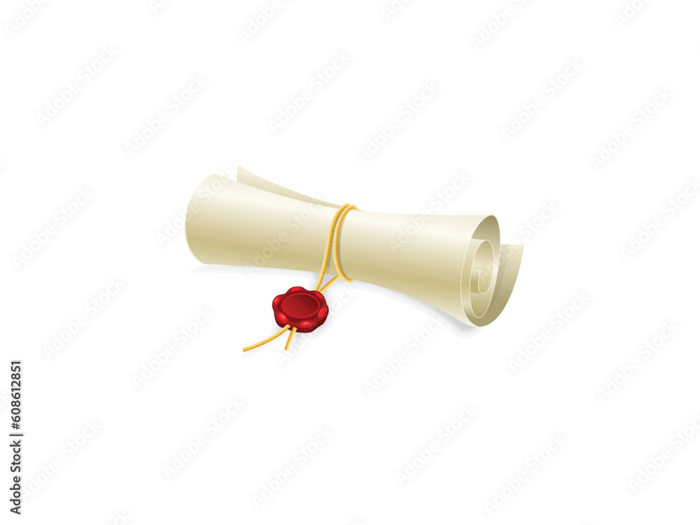 Poster scroll paper with seal of sealing wax made without gradient mesh