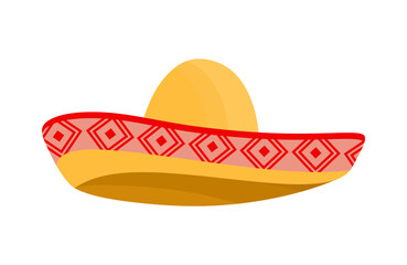 Mexican sombrero hat isolated on white background. Sombrero Hat in flat illustration. Vector illustration