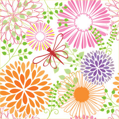 Fototapeta na wymiar Abstract springtime colorful flower seamless pattern background