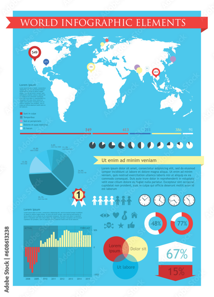 Poster information graphics elements settled down in style and color, part 1.