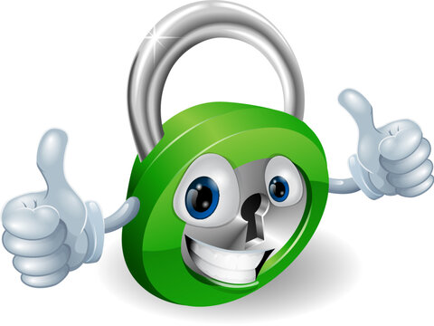 Happy padlock security concept mascot illustration