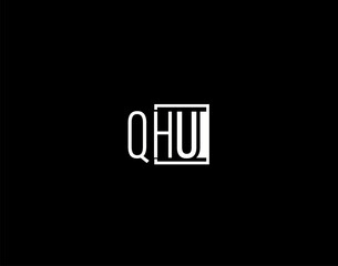 QHU Logo and Graphics Design, Modern and Sleek Vector Art and Icons isolated on black background