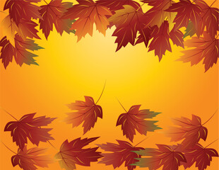 Maple Tree Leaves Falling in Autumn Season Illustration