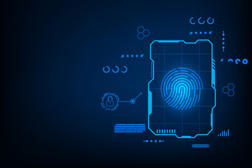 Obraz premium Vector abstract technology cyber security online concept. Fingerprint on circuit board.