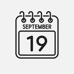 Icon page calendar day - 19 September