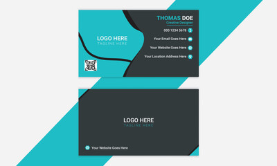 Creative And Clean Business Card Template For company Corporate Style Blue Or Black Colors.
Modern and simple business card design with Blue  and dark black color
Abstract-style corporate business .