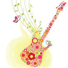 Abstract Springtime flower guitar music festival background