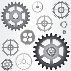 Illustration of the various gears - cog wheels - vector. This file is vector, can be scaled to any size without loss of quality.