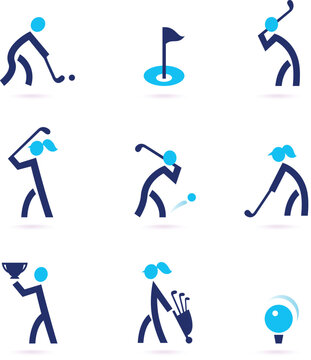 Stylized golf icons. Vector Illustration