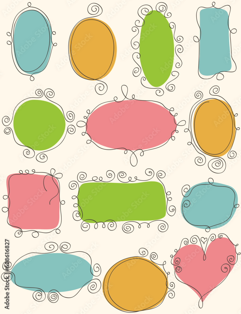 Poster sketch of hand drawing frames. vector design elements