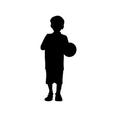 Vector illustration. Silhouette of a boy on a white background.