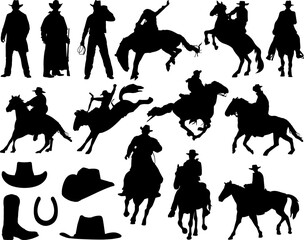 Set of Cowboys Silhouette