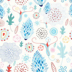 seamless graphic floral pattern on white background