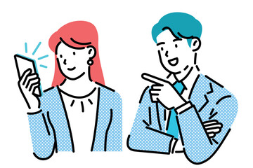 Business teams checking smartphones