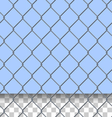 Iron wired fence as a seamless pattern with or without blue background
