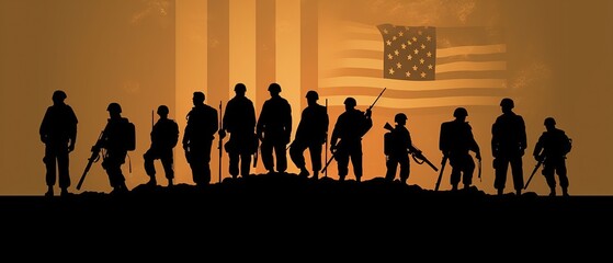 Fototapeta na wymiar Veteran's day illustration poster. Honoring all who served. November 11. Ai Generated.