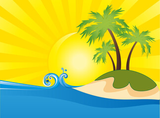 Fototapeta na wymiar Summer themed beach illustration background