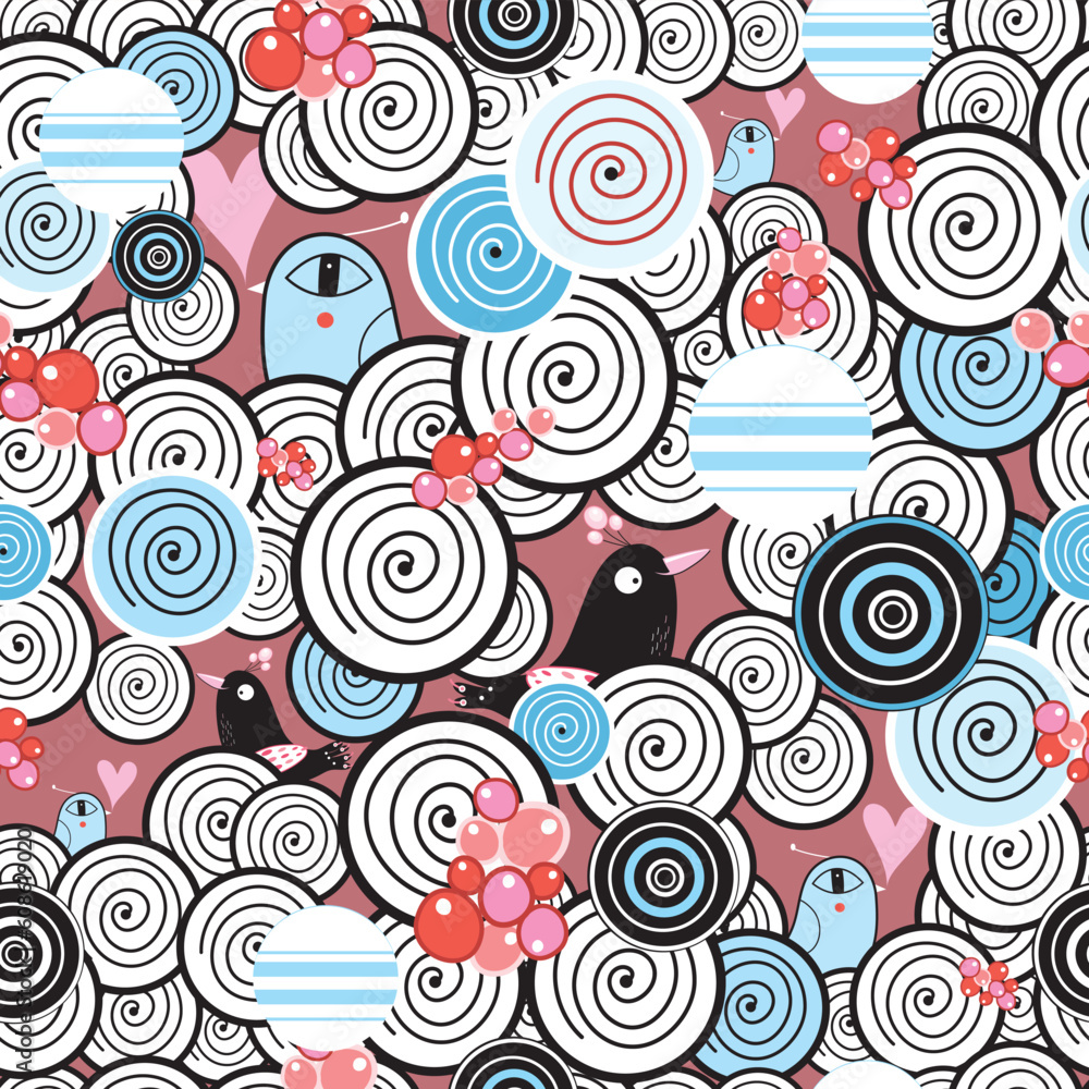 Poster graphical abstract pattern with birds on the decorative background