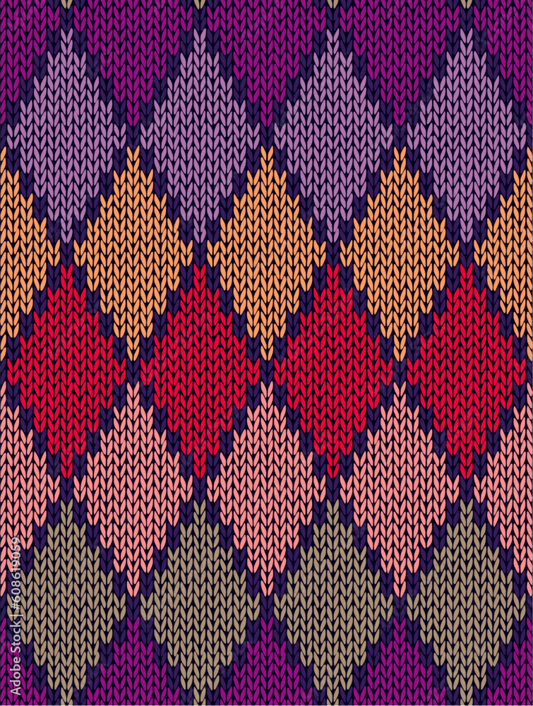 Poster style seamless color knitted pattern