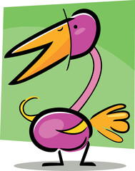 cartoon doodle illustration of cute funny bird