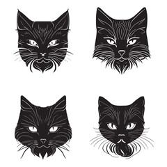 Cat face logo, Cat face vector, Cat Face Sketch isolated on white background