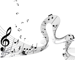 Vector musical notes staff background for design use