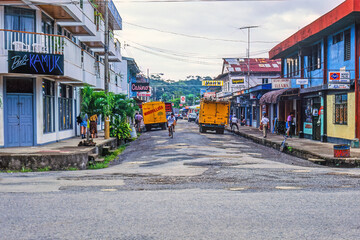 Business street in a small town in Costa Rica